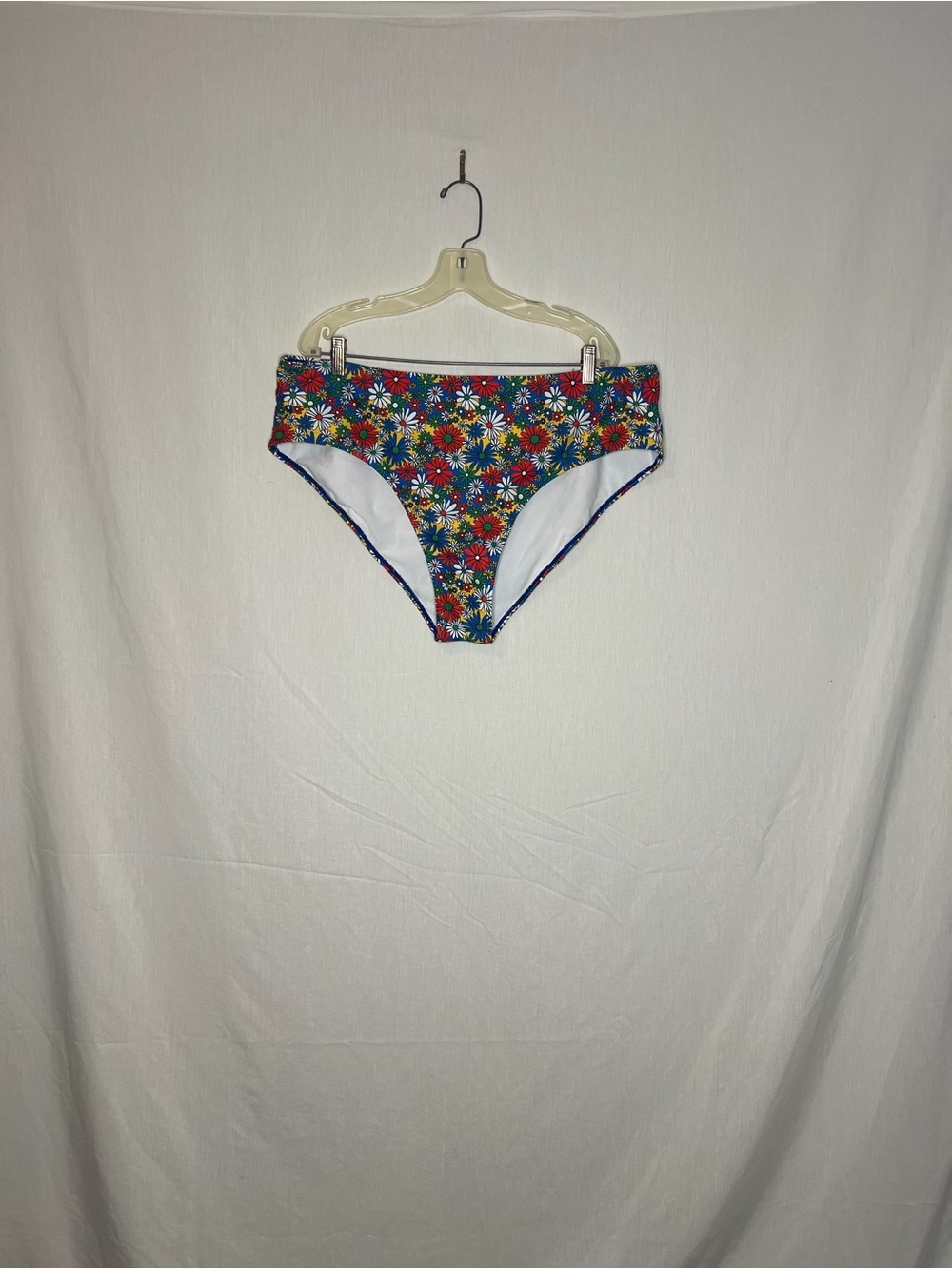 Retro Floral High Waist Bikini Bottoms | Colorful Daisy Print | Women’s